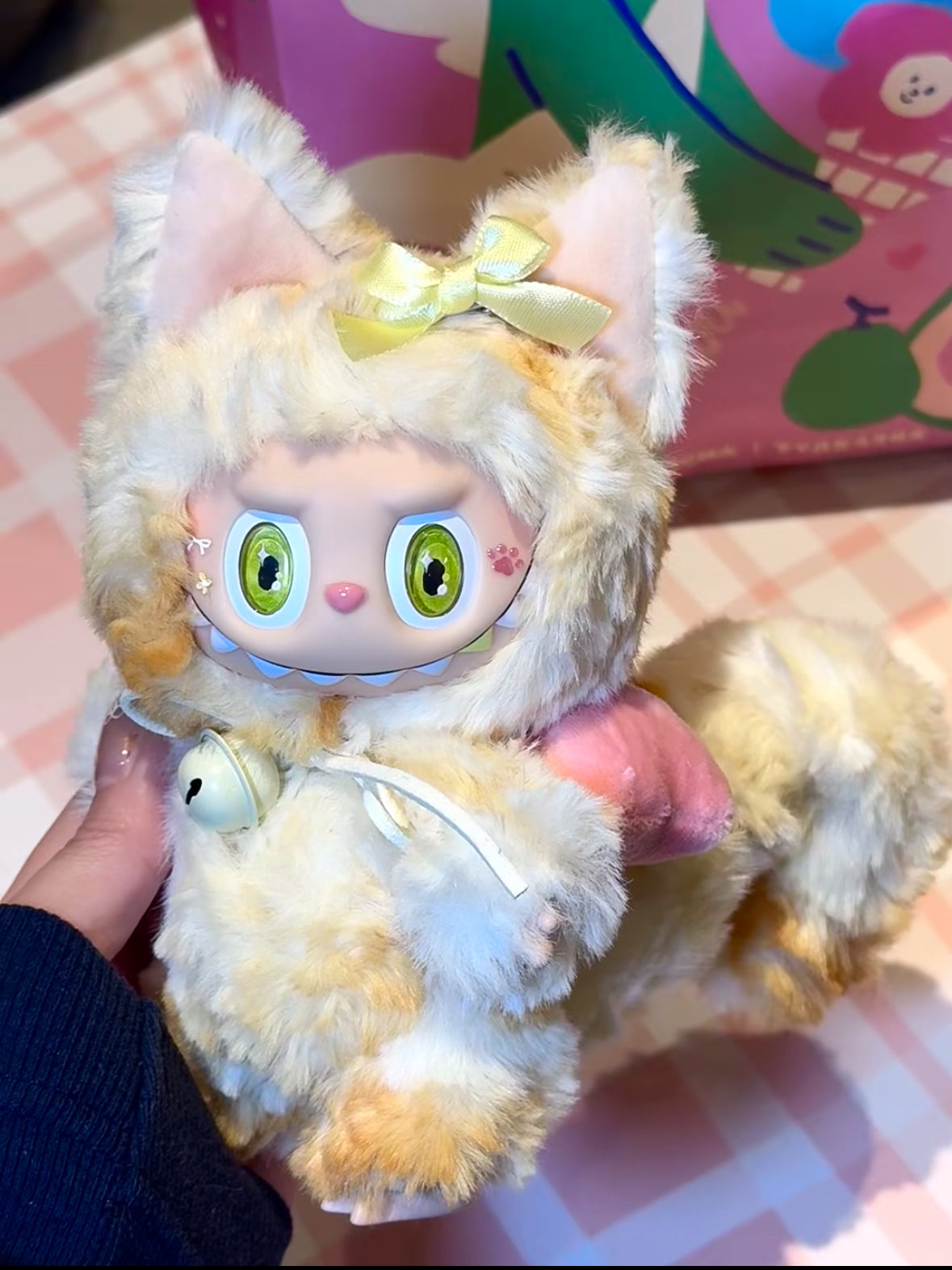 Labubu Doll Curly Blonde Kitten Customized Labubu